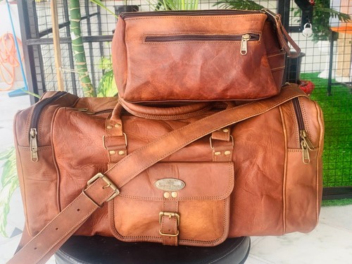 Handmade leather goat duffle - leather,