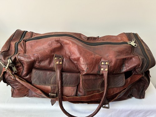 Große leder wochenendtasche - große,
