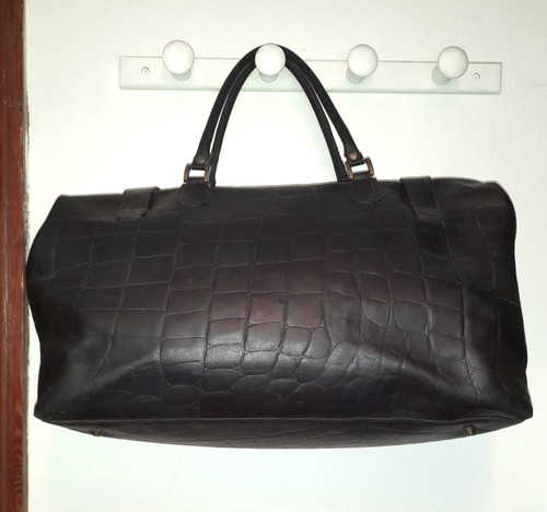 Schwarze leder reisetasche - leder,